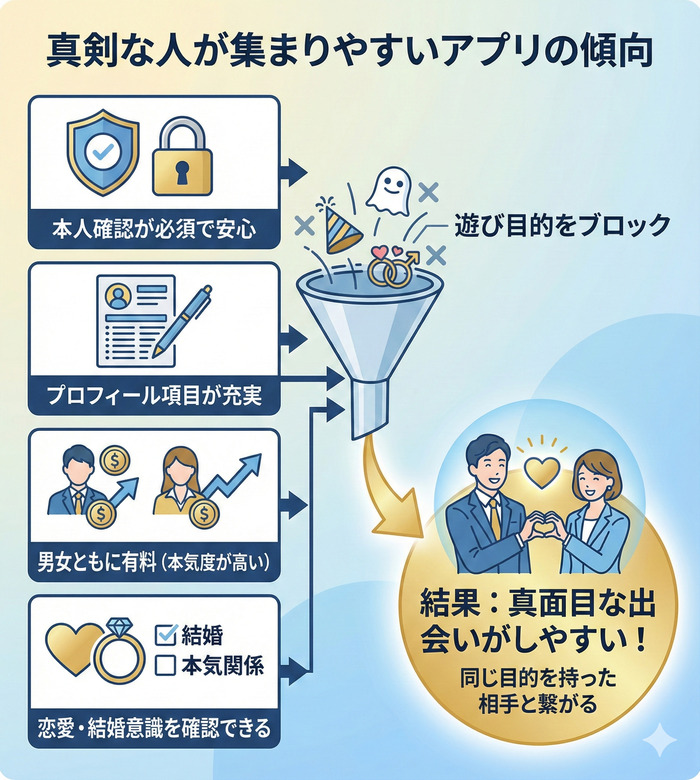 真剣な人が集まりやすいアプリの傾向